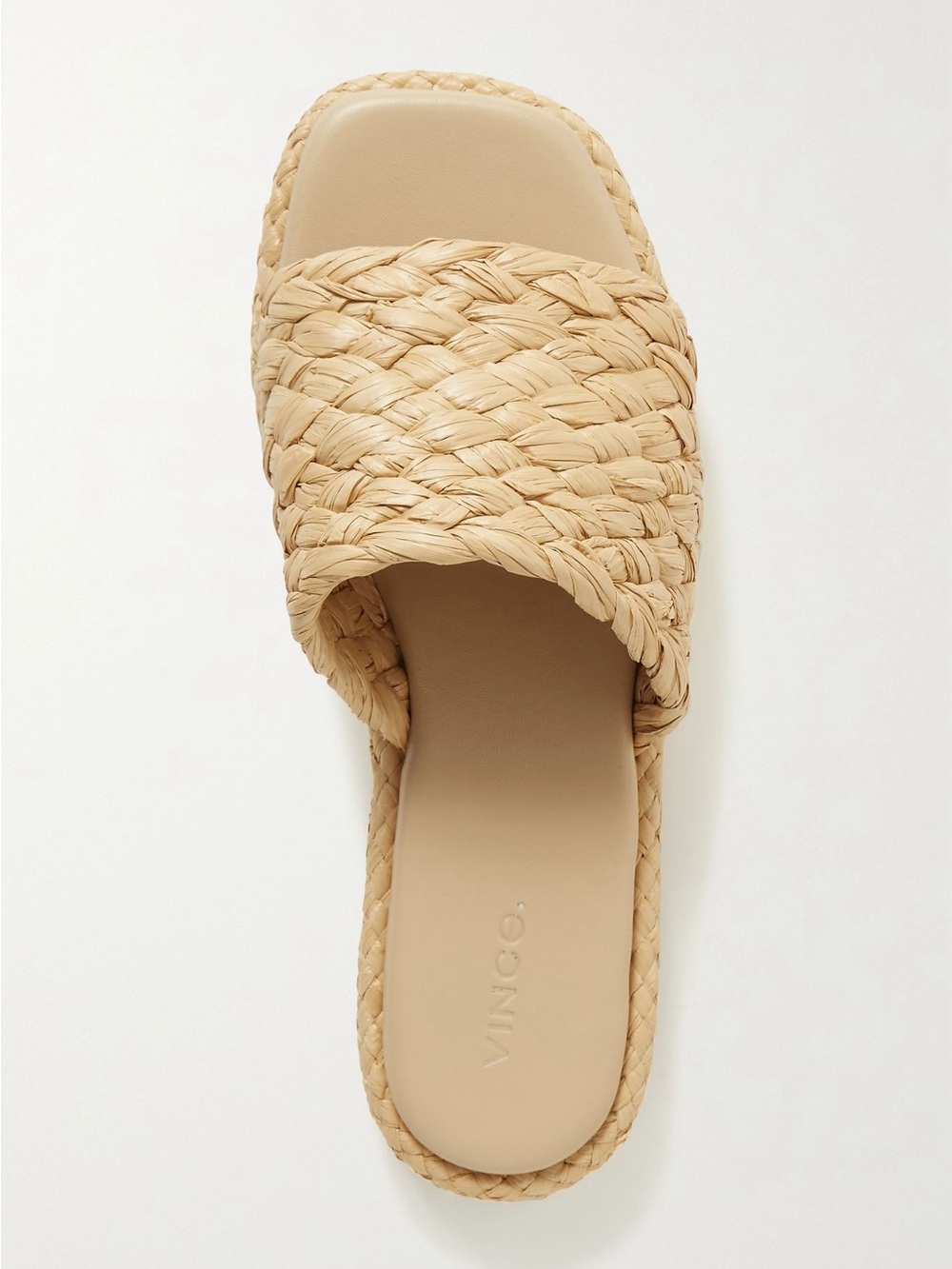 Vince Rumi Raffia Woven Flat Slide Sandals Coastal Sz 7.5 🧡🍄